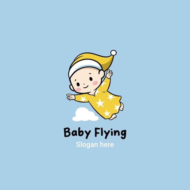 Vector baby flying logo baby sailor logo