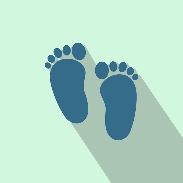 Vector baby footprints flat icon on a light blue background