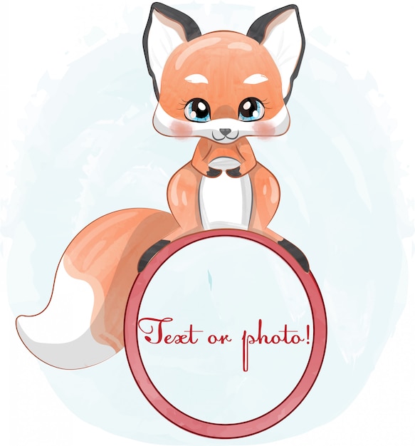 Vector baby fox in aquarel stijl.