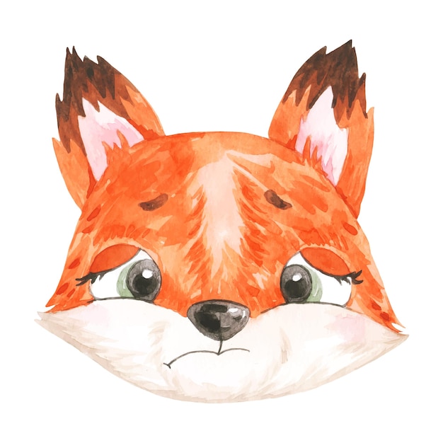 Vector baby fox vector, watercolor fox, digital nursery element, baby vector, funny fox animal