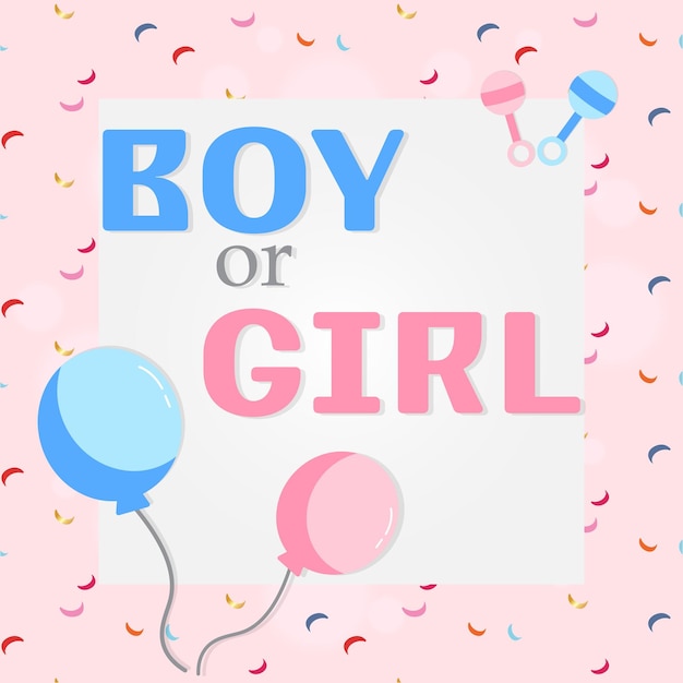 Vector baby gender reveal invitation card in flat style