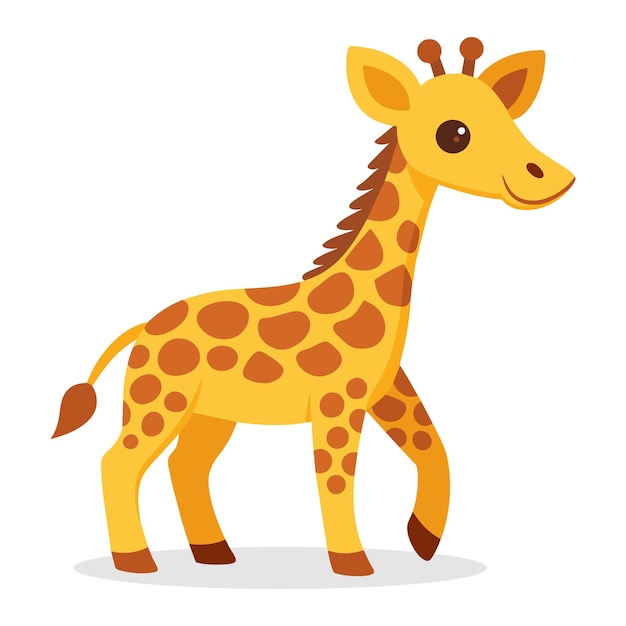 Giraffa bambino illustrazione vettoriale piana isolata animale