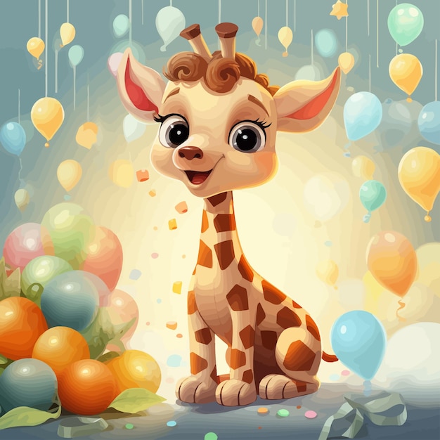 Vector baby_giraffe_birthday_vector