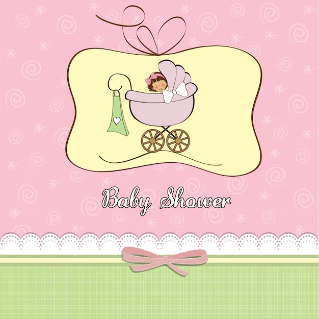 Vector baby girl announcement card