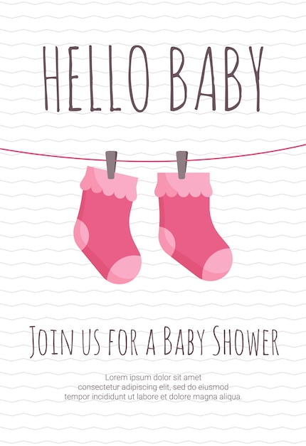 Baby girl arrival and shower invitation template 