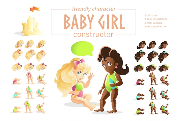 Baby girl characters.   illustration.