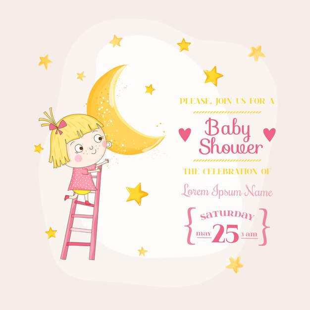 Baby Girl Climbing on a Moon Card