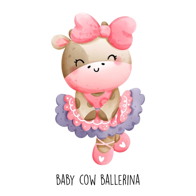 Baby girl cow ballerina Vector illustration