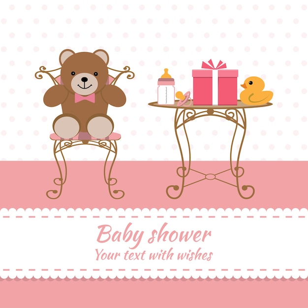 Vettore biglietto di auguri per bambina baby shower