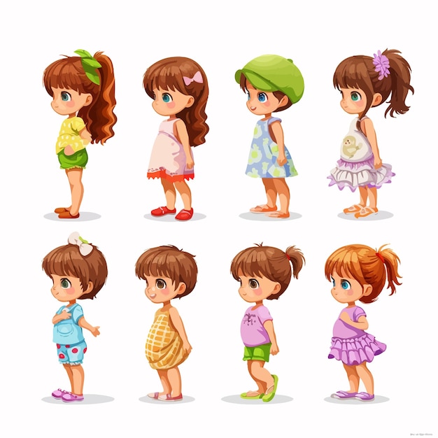 Vector baby_girl_growth_step_from_newborn_to_teenage