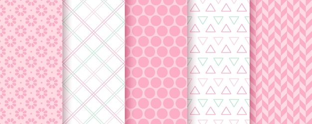 Baby girl seamless pattern Scrapbook pink prints Vector illustration