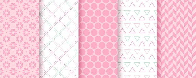 Baby girl seamless pattern scrapbook pink prints vector illustration