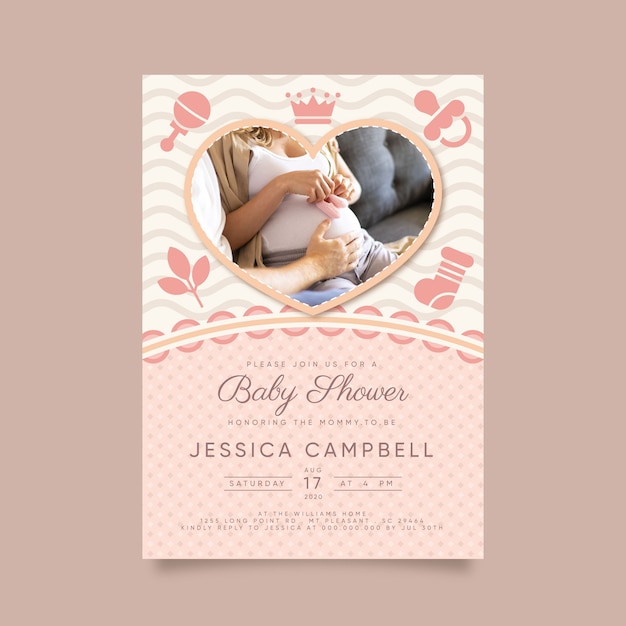 Vector baby girl shower invitation template concept