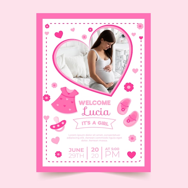 Baby girl shower invitation template design