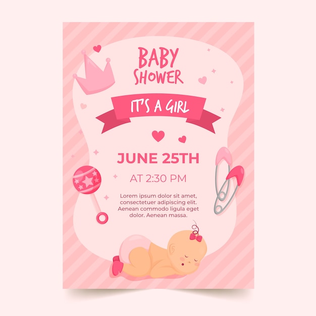 Baby girl shower invitation