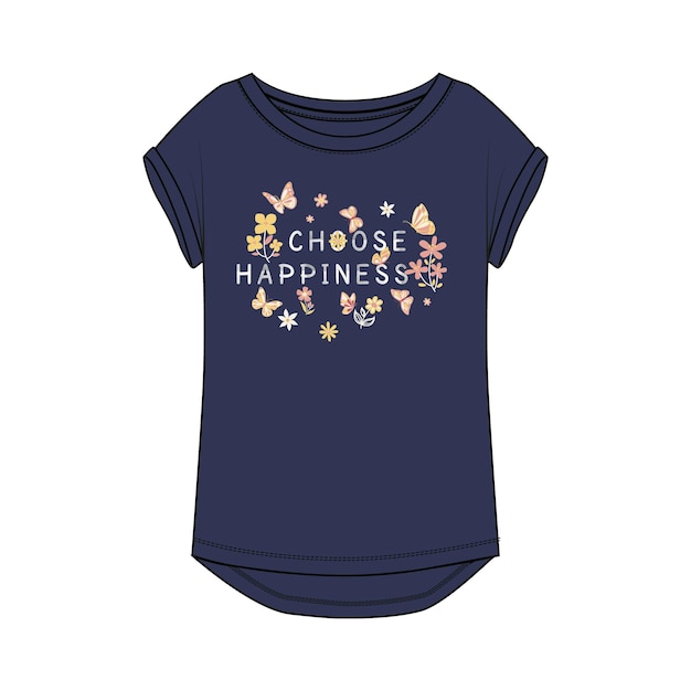 Vector baby girls dress with chest print design vector illustration template