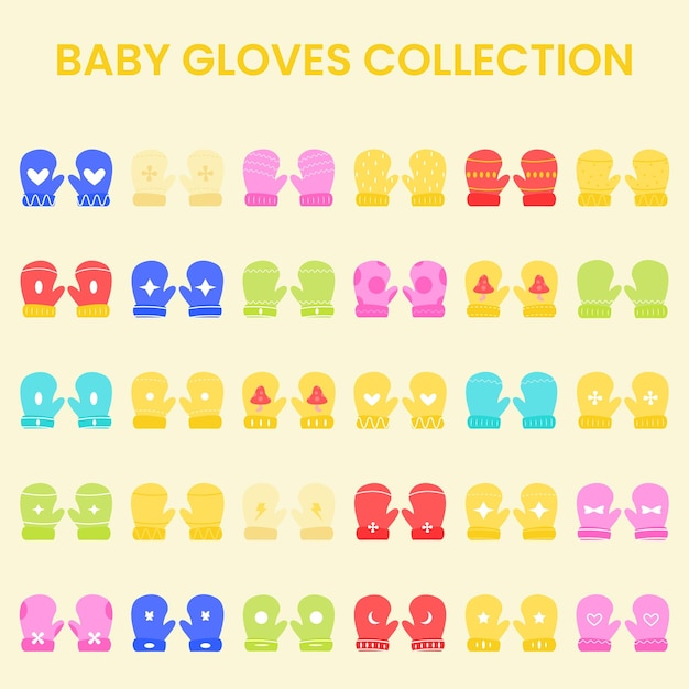 Вектор Коллекция детских перчаток, подходит для элементов веб-сайта и других.