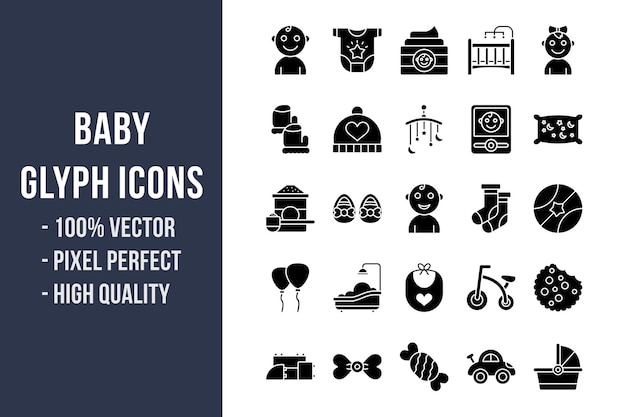 Vector baby glyph icons