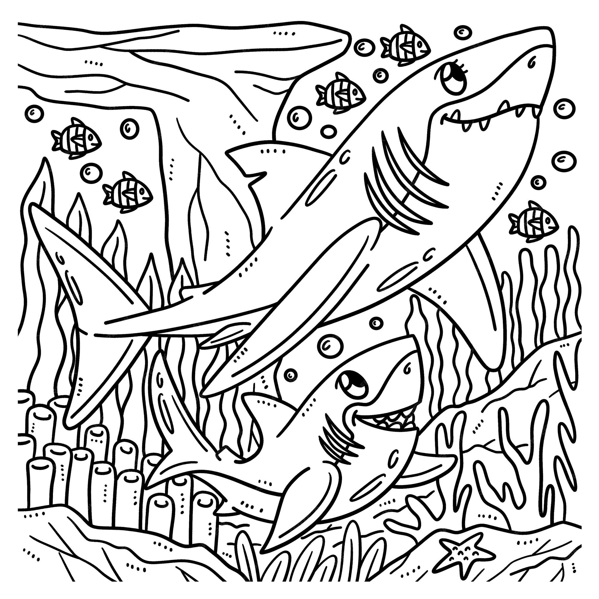 Premium Vector | Baby Great White Shark Isolated Coloring Page