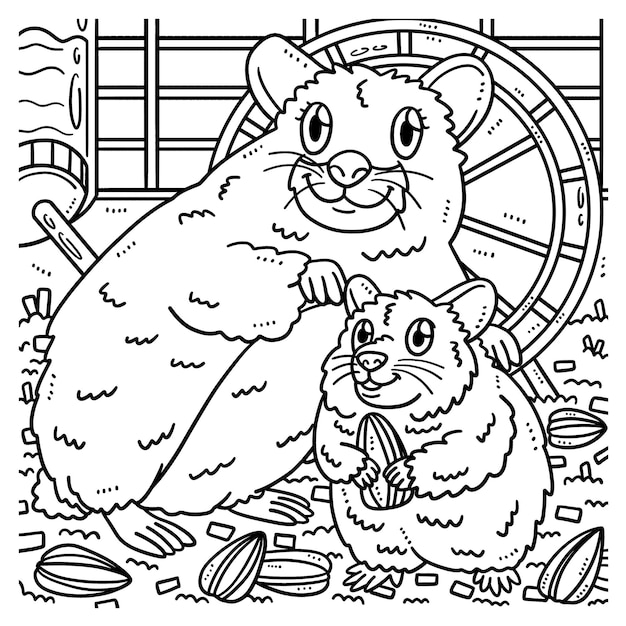 Baby Hamster Isolated Coloring Page for Kids