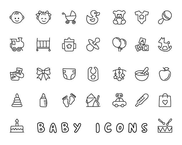 Baby hand drawn icons