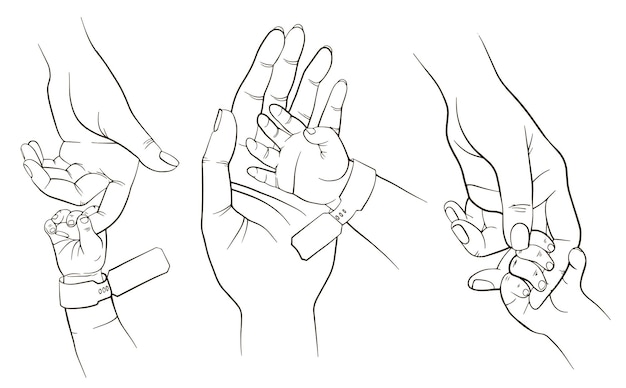 엄마 손 라인 아트 클립 아트, 베이비 샤워 그림에 아기 손