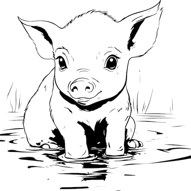 baby happy pig coloring page