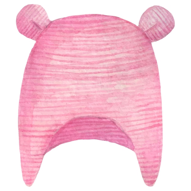 Baby hat with ears illustration Watercolor sketch infant clothes