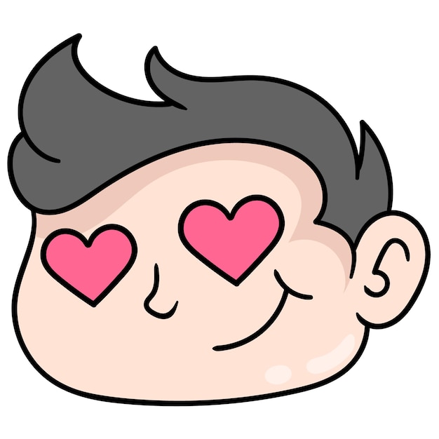 Baby head is in love admire expression, vector illustration carton emoticon. doodle icon drawing