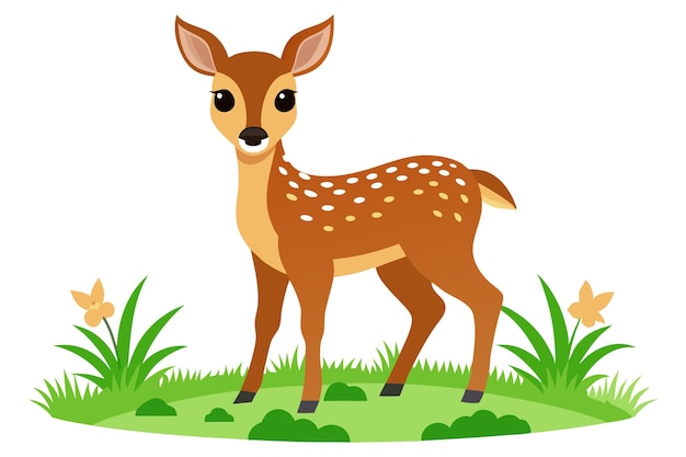baby hert staan in gras icoon met vaste vector illustratie