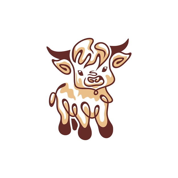 Vector baby highland cow