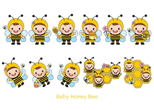 Vector baby honey bee filled clipart