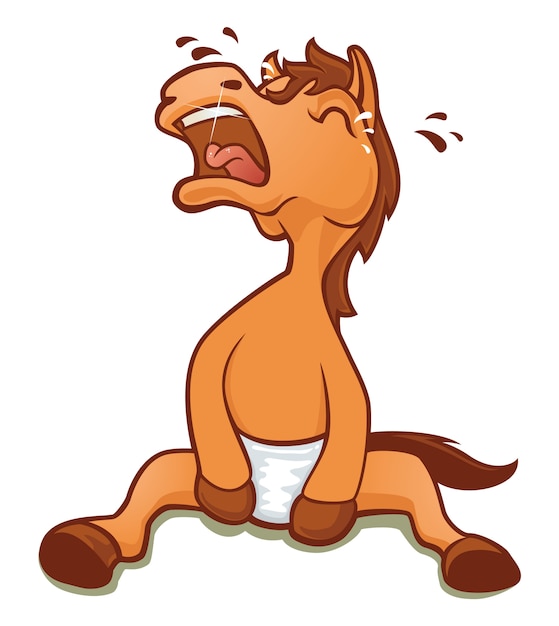 Vector baby horse crying