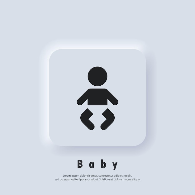 赤ちゃんのアイコン。子供のおむつ着用。ベクターEPS10。UIアイコン。 Neumorphic UIUXの白いユーザーインターフェイスのWebボタン。ニューモルフィズム