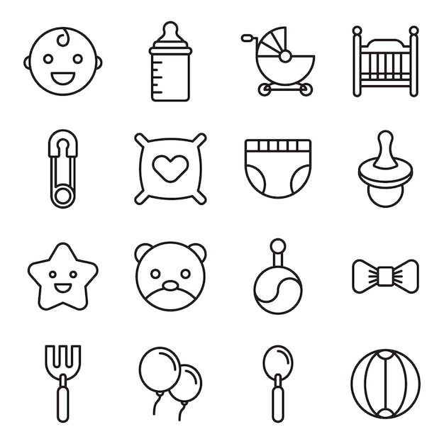 Baby icon pack, overzicht pictogram stlye