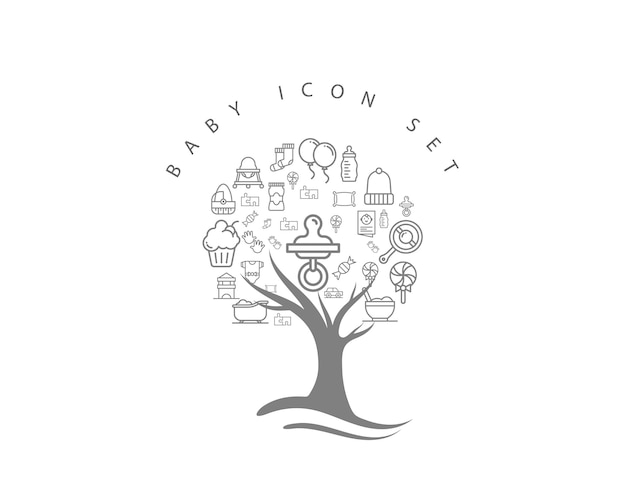 Baby icon set on white background Premium Vector