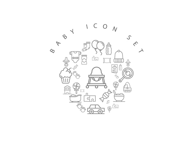 Baby icons set design
