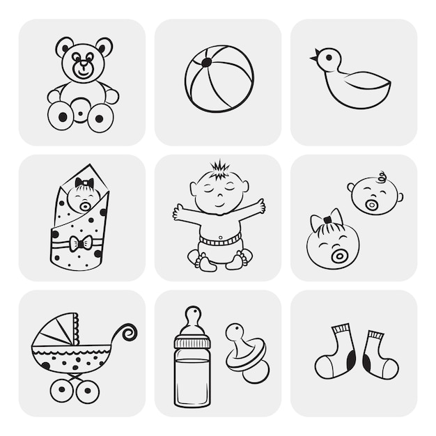 Vector baby icons vector set