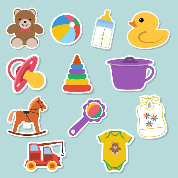 Vector baby illustrations stickers