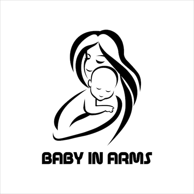 Baby in armen logo illustratie vector ontwerp