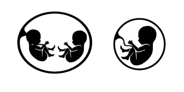 Baby in de baarmoeder een enkele lijntekening Schattige ongeboren foetus baby op moeder baarmoeder geïsoleerd op een witte achtergrond