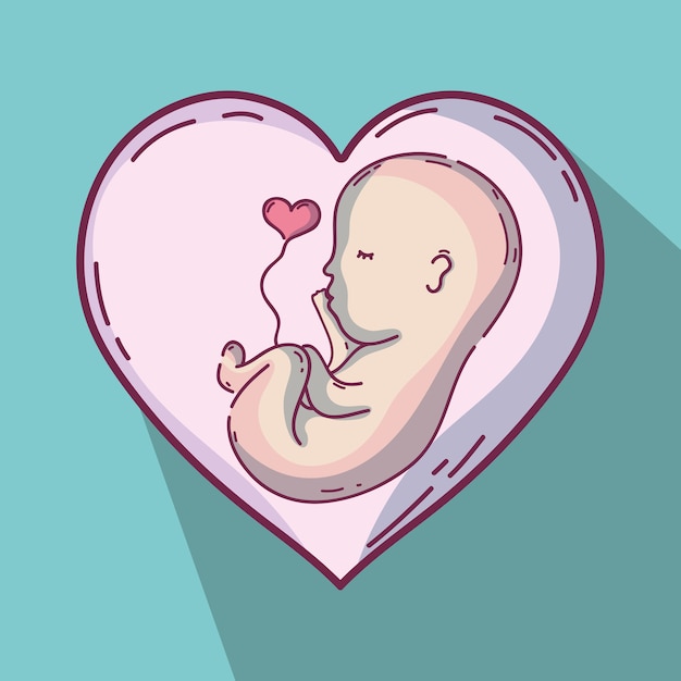 Vector baby in uterum met navelstreng