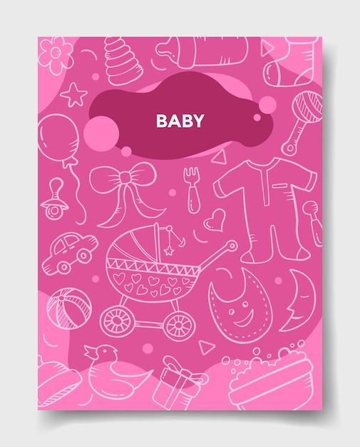 Baby kids concept met doodle stijl voor sjabloon van banners, flyer, boeken en tijdschriftomslag