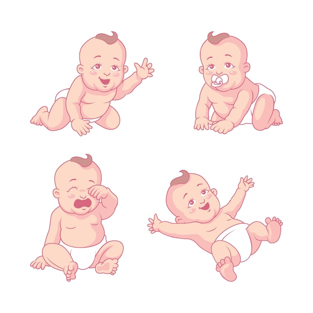 Baby kids mascotte logo design con stile di concetto di illustrazione moderna per l'emblema del distintivo e la maglietta