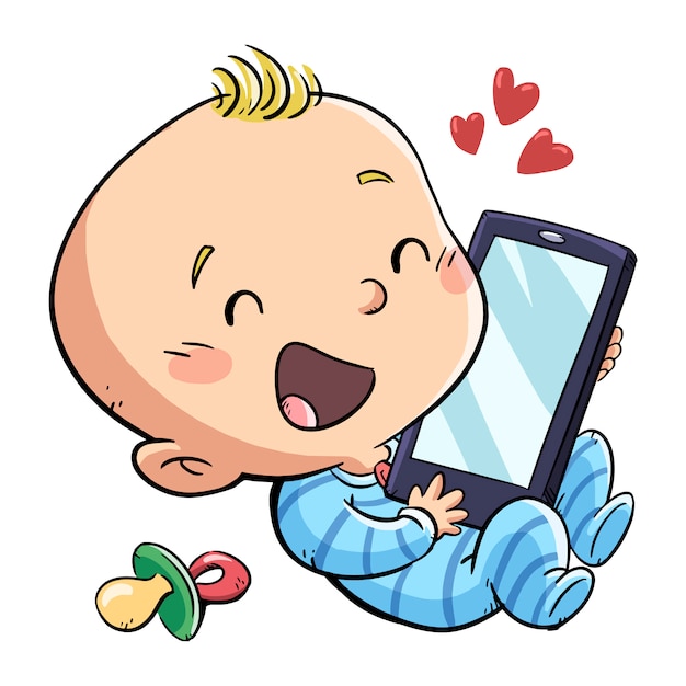 baby knuffelen een mobiel met genegenheid