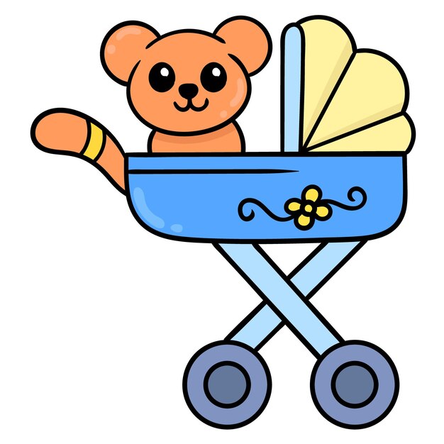 Baby koala in the basket, vector illustration art. doodle icon image kawaii.