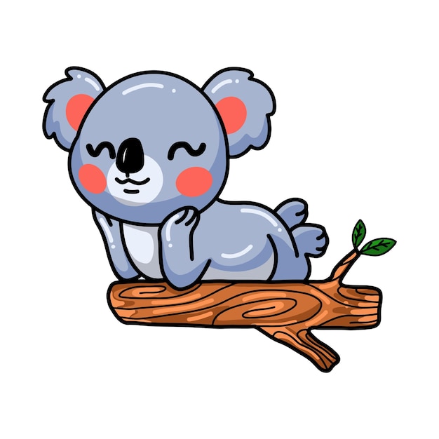 baby koala cartoon op boomtak geïsoleerd op wit