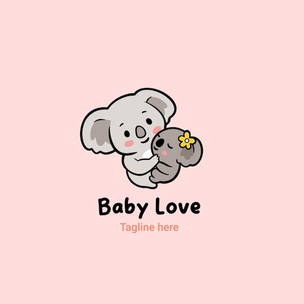 Vector baby koala logo baby shop logo