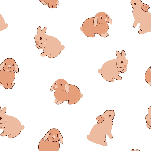 Baby konijn bunny patroon in beige kleur Pastel konijn dier herhalen achtergrond Pasen vector oppervlakteontwerp