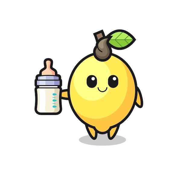 Baby lemon cartoon character with milk bottle cute style design for t shirt sticker logo element